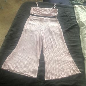 Pink Free People sweater lounge pajama set